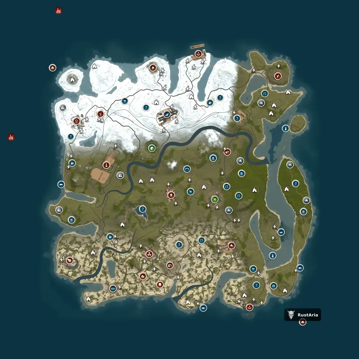 Map of RustAria#5 [Мирный / PVE / X2]